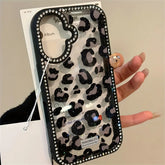 Leopard Print Diamond Border Phone Case